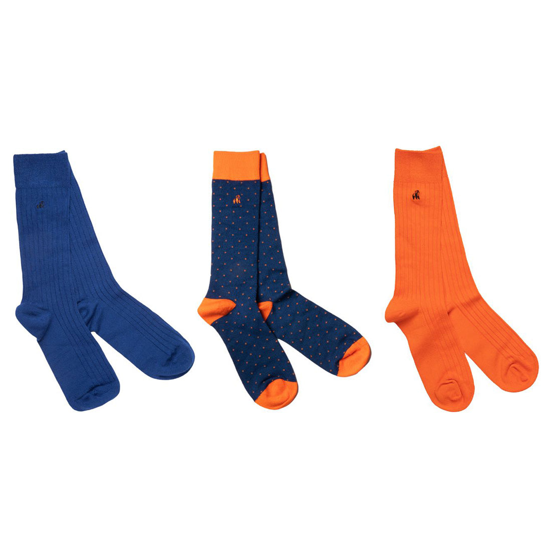 Orange & Blue Bamboo-Blend Sock Gift Box, 3 Pairs