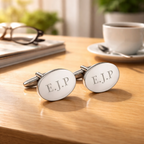 Personalised Silver-Plated Oval Cufflinks