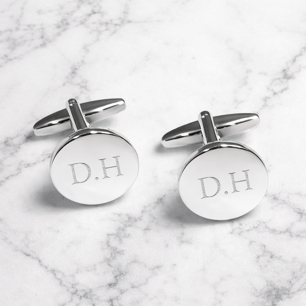 Personalised Silver-Plated Round Cufflinks