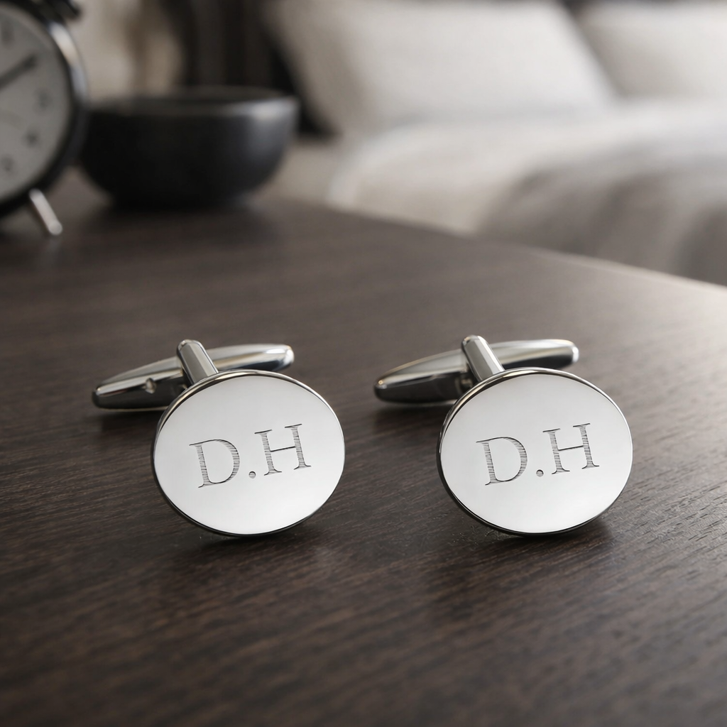 Personalised Silver-Plated Round Cufflinks