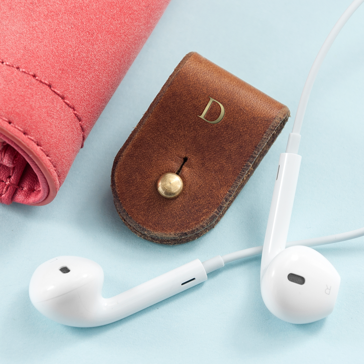 Personalised Leather Earphone Holder