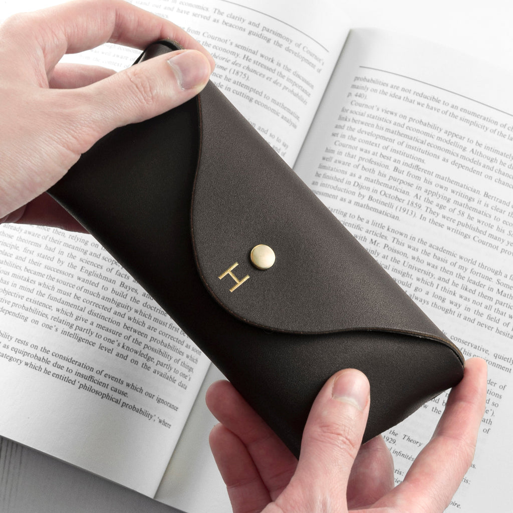 Personalised Leather Origami Glasses Case