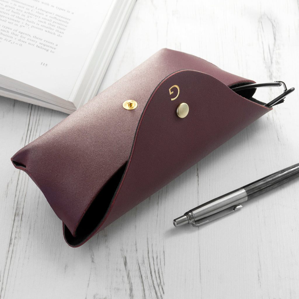 Personalised Leather Origami Glasses Case