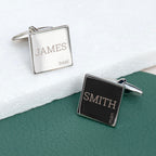 Personalised Contemporary Silver-Plated Square Cufflink Set