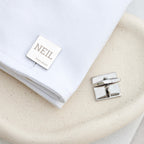 Personalised Contemporary Silver-Plated Square Cufflink Set