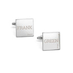 Personalised Contemporary Silver-Plated Square Cufflink Set