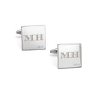 Monogrammed Classic Square Silver Cufflink Set