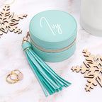 Personalised Turquoise Travel Jewellery Case with Tassel