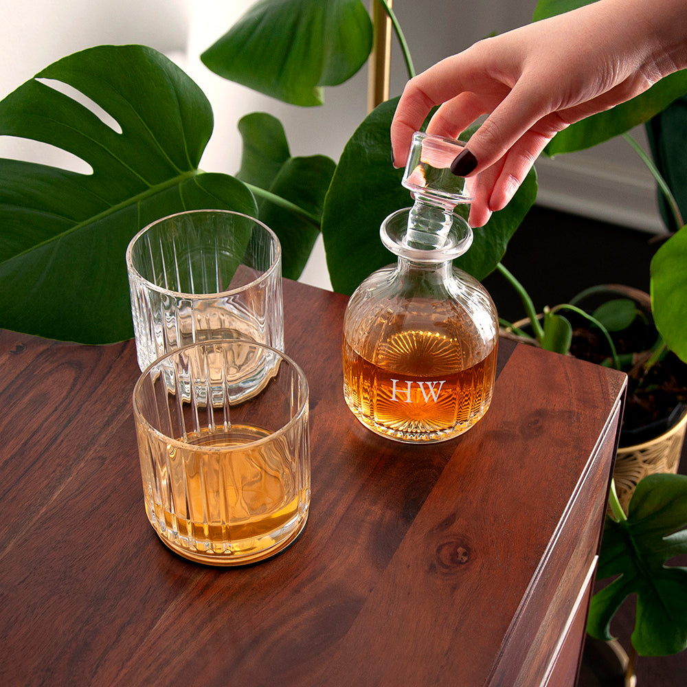 Personalised Stacking Whisky Decanter and Tumblers Set