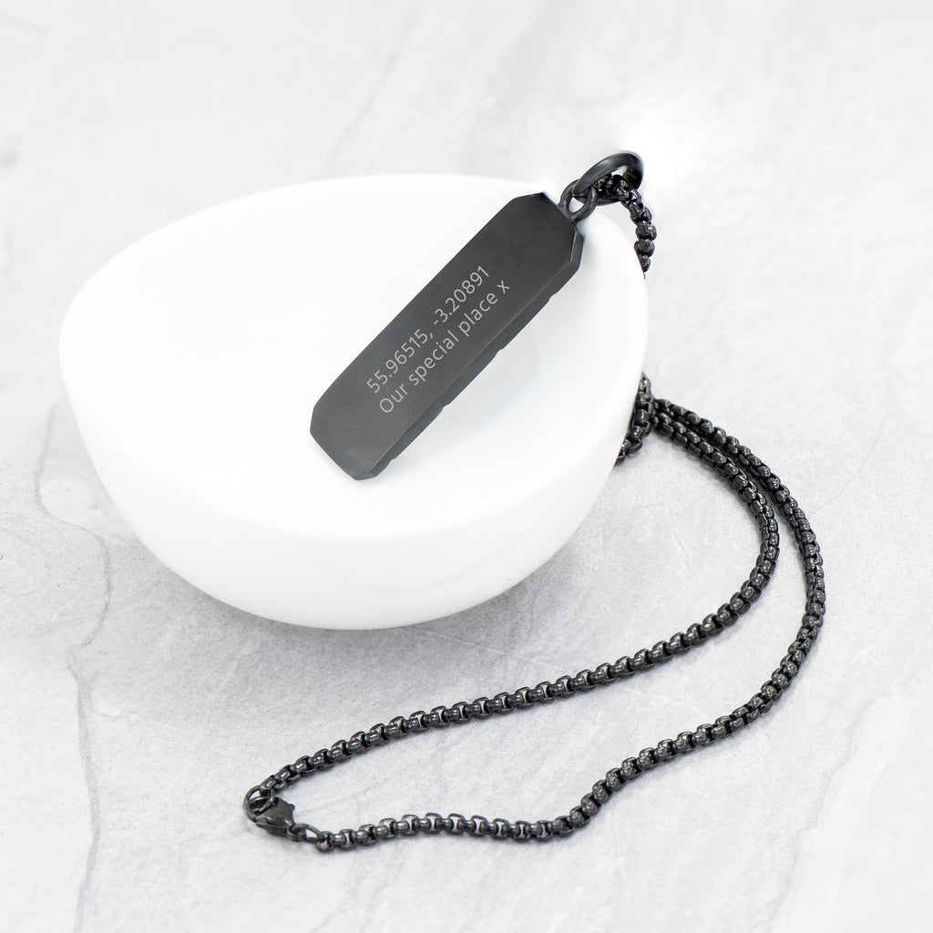 Personalised Men's Black Tyretread Necklace
