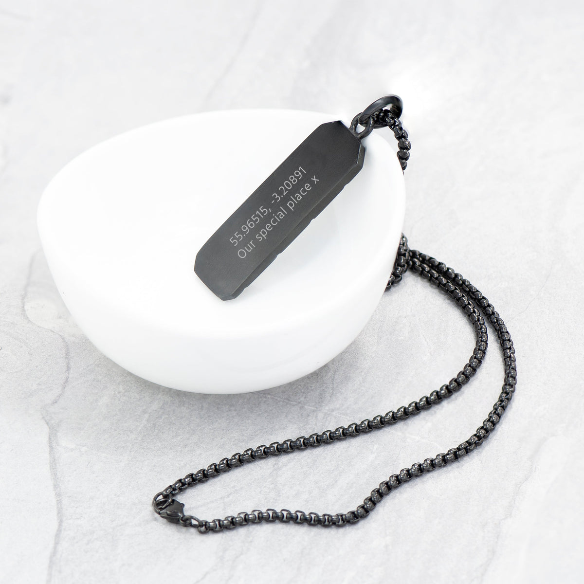 Personalised Men's Black Tyretread Necklace