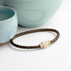 Personalised Men's Celtic Trinity Woven Leather Bracelet