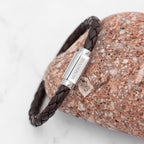 Personalised Men's Roman Numerals Brown Leather Bracelet