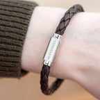 Personalised Men's Roman Numerals Brown Leather Bracelet