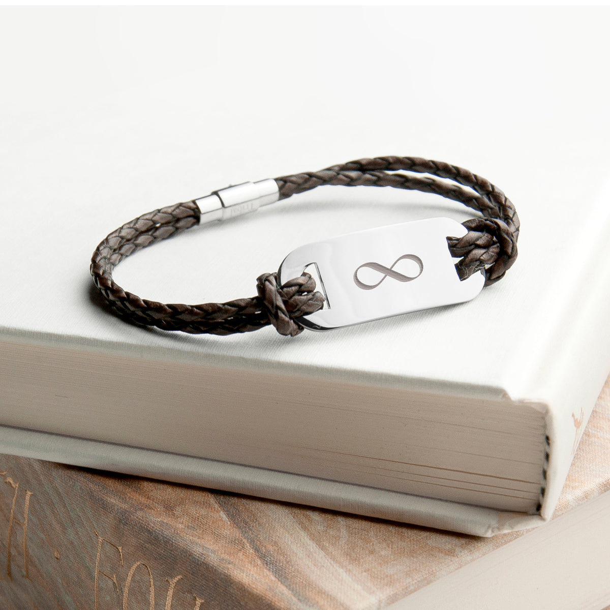 Personalised Men's Infinity Statement Leather Bracelet