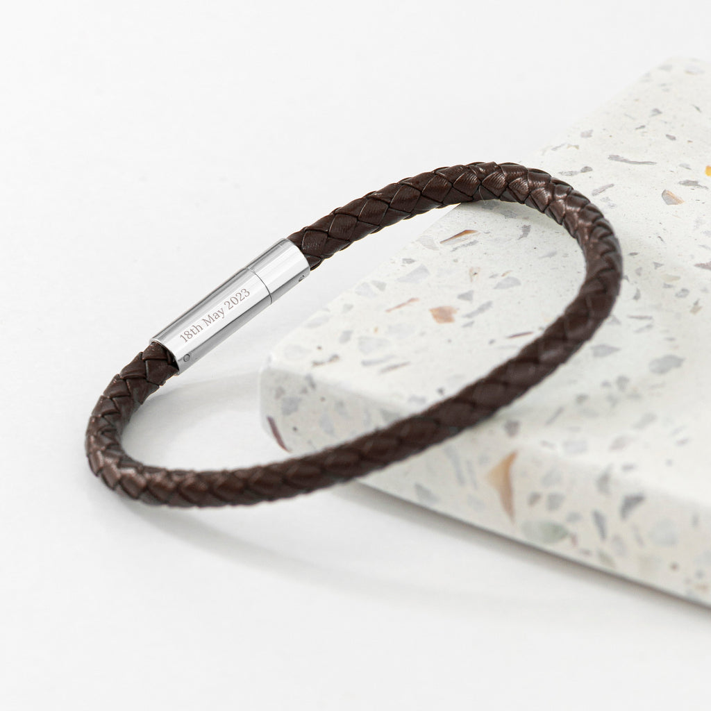 Personalised Men's Infinity Capsule Leather Bracelet