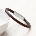 Personalised Men's Leather Travel Compass Bracelet with Tube Clasp