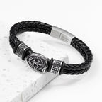 Personalised Men's Warrior Shield Leather Bracelet
