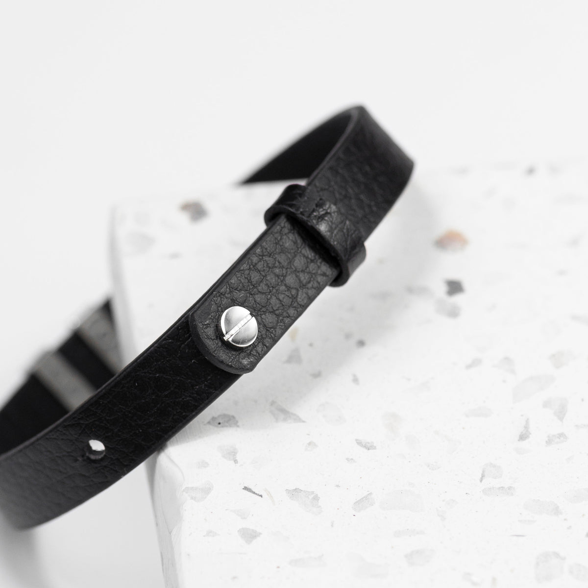 Personalised Men's Soho Tag Message Black Leather Bracelet