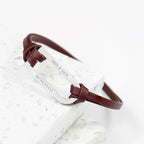 Personalised Men's Shoreditch Silver Bar Brown Leather Bracelet
