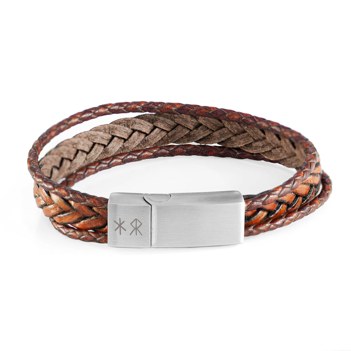 Personalised Men's Brown Rune Woven Bracelet