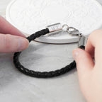 Personalised Men's Black Horseshoe Bracelet with Sterling Silver Clasp
