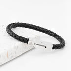 Personalised Men's Leather Celtic Trinity Bracelet with Tube Clasp