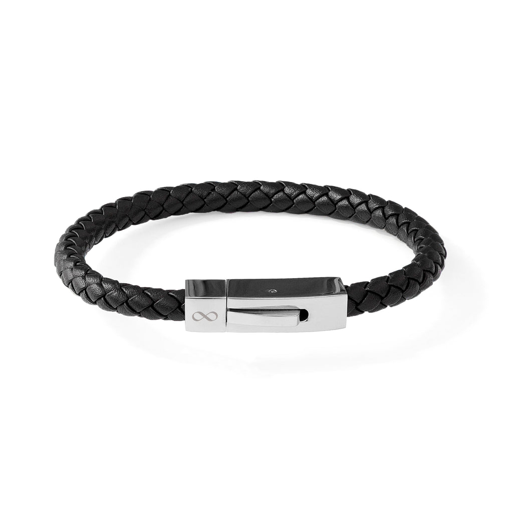 Personalised Men's Leather Infinity Bracelet with Tube Clasp