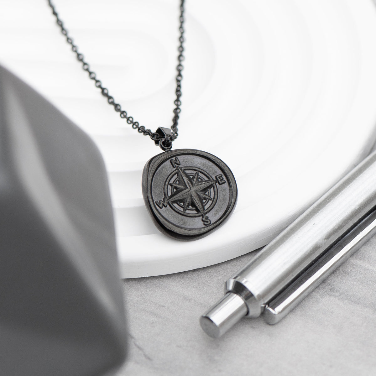 Personalised Men's Compass Amulet Necklace