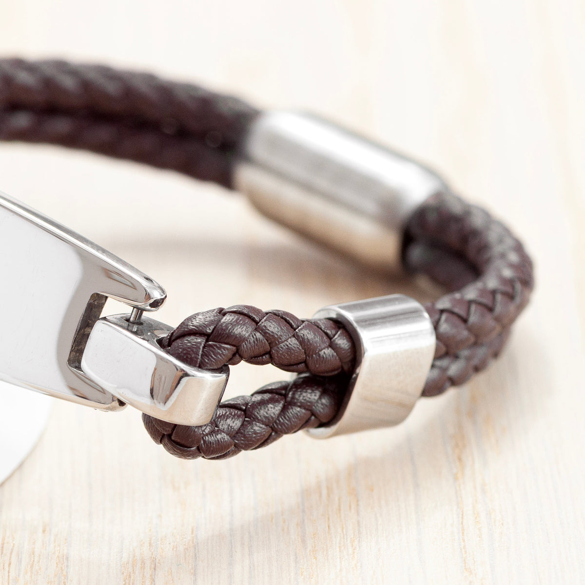 Personalised Men's Leather ID Bracelet