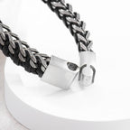 Personalised Men's Woven Leather and Stainless Steel Bracelet