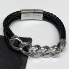 Personalised Urban Steel Leather Bracelet