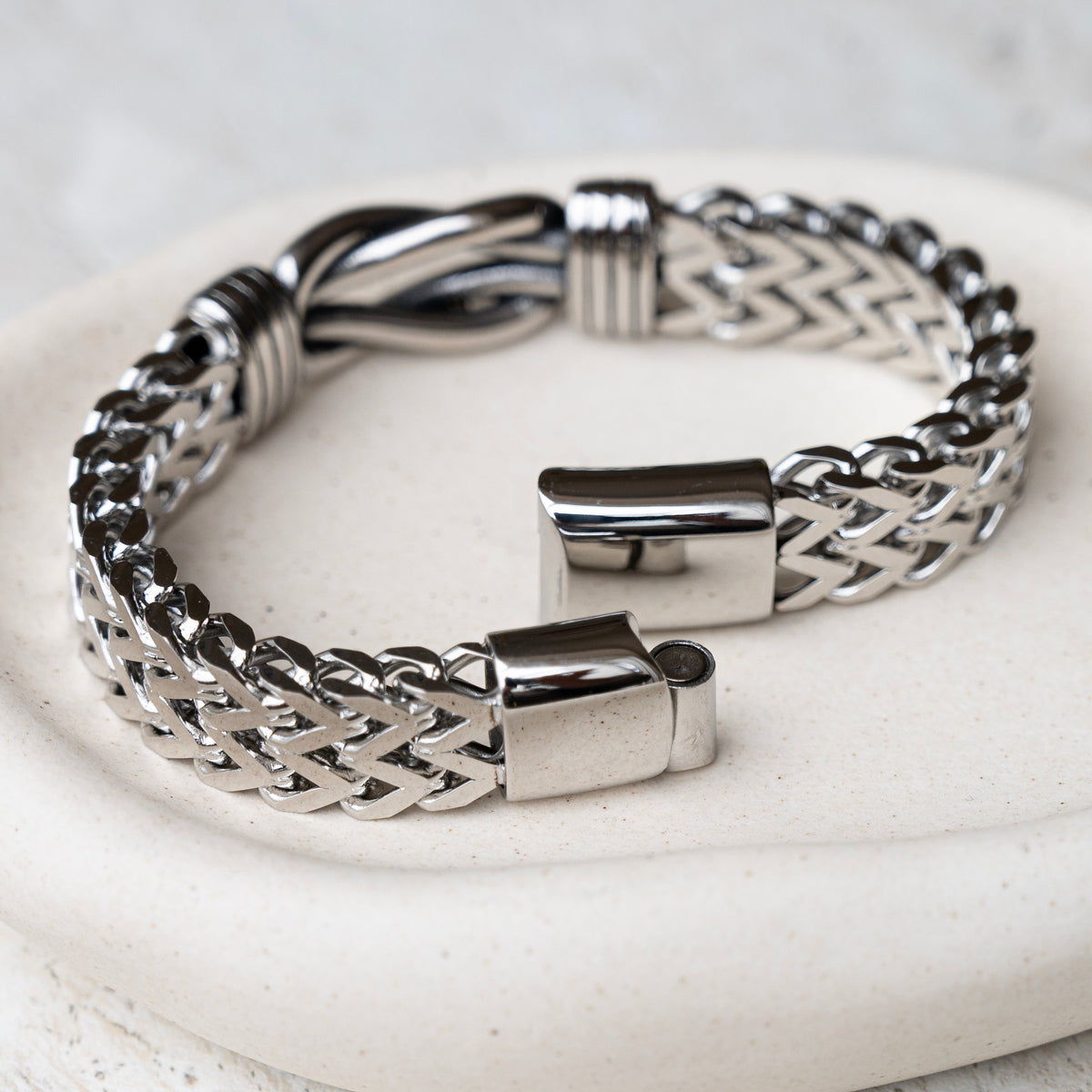 Personalised Men's Woven Stainless Steel Infinity Knot Bracelet