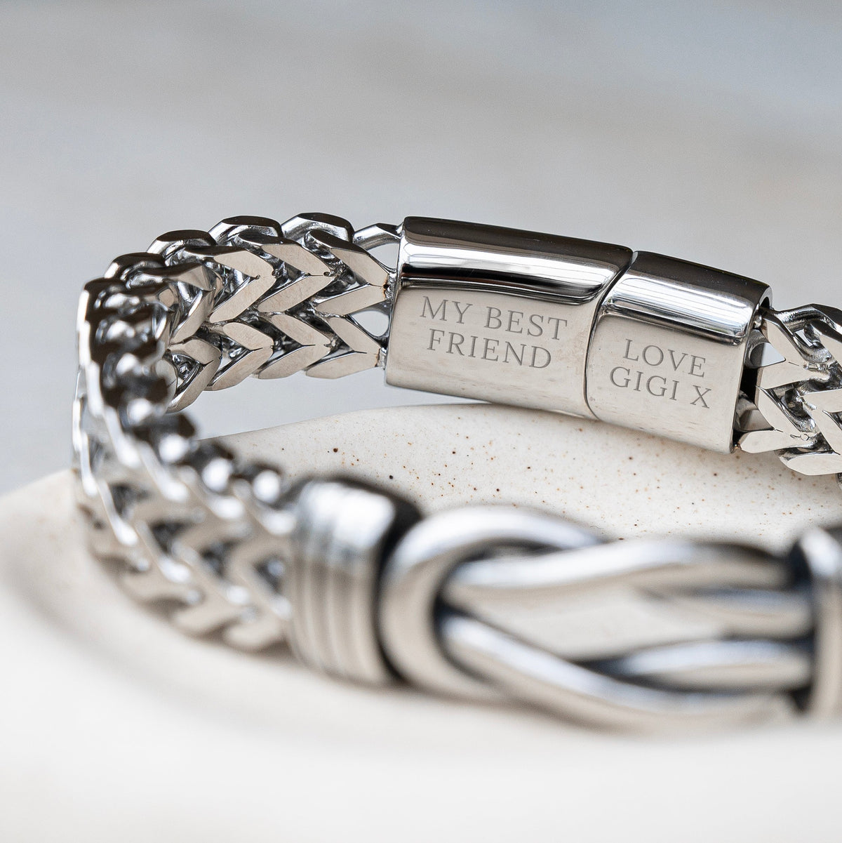 Personalised Men's Woven Stainless Steel Infinity Knot Bracelet
