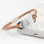 Personalised Men's Anchor Statement Leather Bracelet