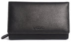 SADDLER PAULA Handmade Leather Trifold Purse, RFID Protected | 8 Card Slots, ID Window & Rear Zip Pocket | Gift Boxed
