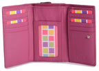 SADDLER PAULA Handmade Leather Trifold Purse, RFID Protected | 8 Card Slots, ID Window & Rear Zip Pocket | Gift Boxed