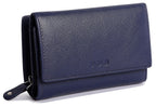 SADDLER PAULA Handmade Leather Trifold Purse, RFID Protected | 8 Card Slots, ID Window & Rear Zip Pocket | Gift Boxed