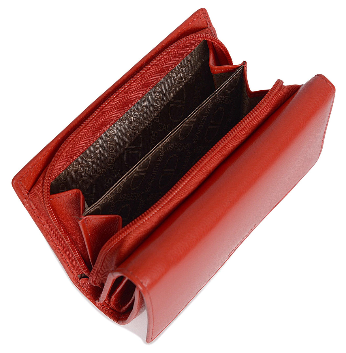 SADDLER PAULA Handmade Leather Trifold Purse, RFID Protected | 8 Card Slots, ID Window & Rear Zip Pocket | Gift Boxed
