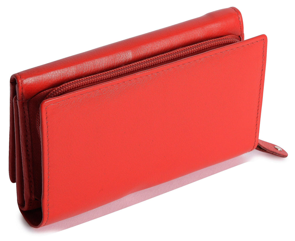 SADDLER PAULA Handmade Leather Trifold Purse, RFID Protected | 8 Card Slots, ID Window & Rear Zip Pocket | Gift Boxed