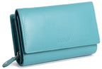 SADDLER PAULA Handmade Leather Trifold Purse, RFID Protected | 8 Card Slots, ID Window & Rear Zip Pocket | Gift Boxed