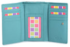 SADDLER PAULA Handmade Leather Trifold Purse, RFID Protected | 8 Card Slots, ID Window & Rear Zip Pocket | Gift Boxed