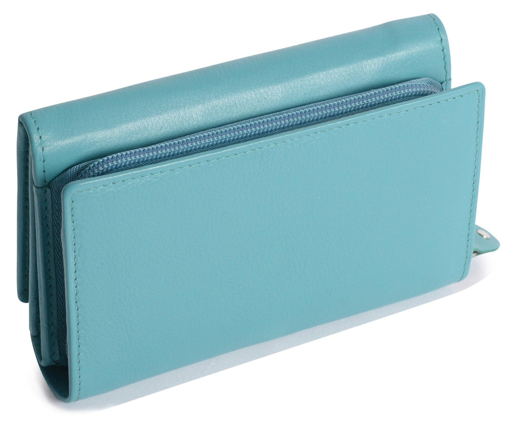 SADDLER PAULA Handmade Leather Trifold Purse, RFID Protected | 8 Card Slots, ID Window & Rear Zip Pocket | Gift Boxed