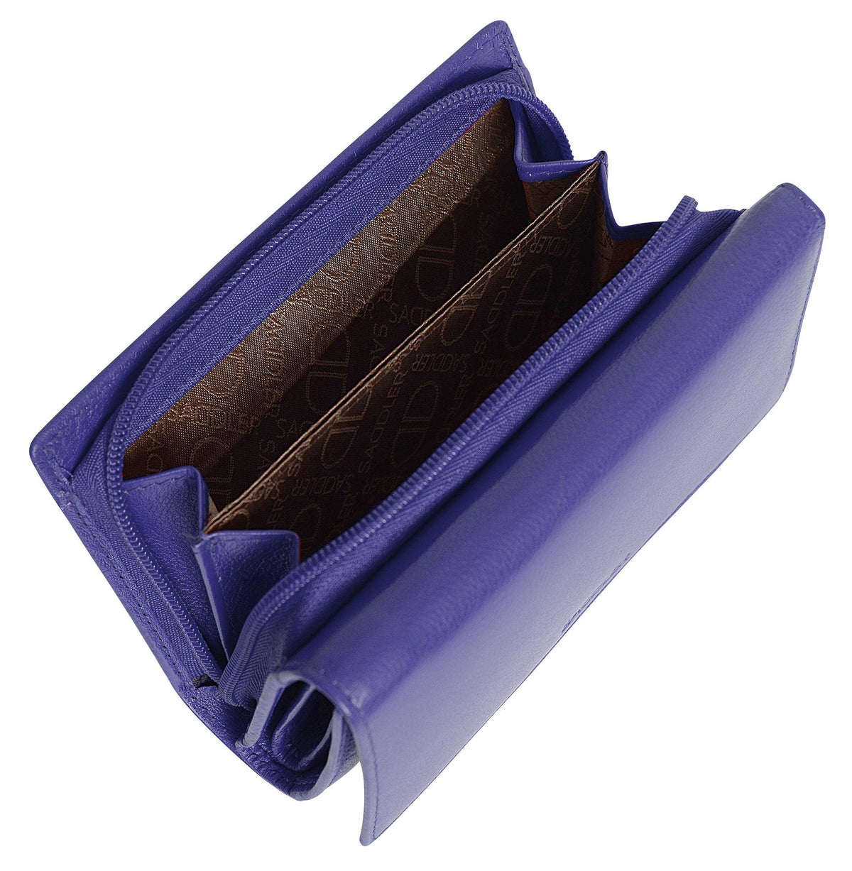 SADDLER PAULA Handmade Leather Trifold Purse, RFID Protected | 8 Card Slots, ID Window & Rear Zip Pocket | Gift Boxed