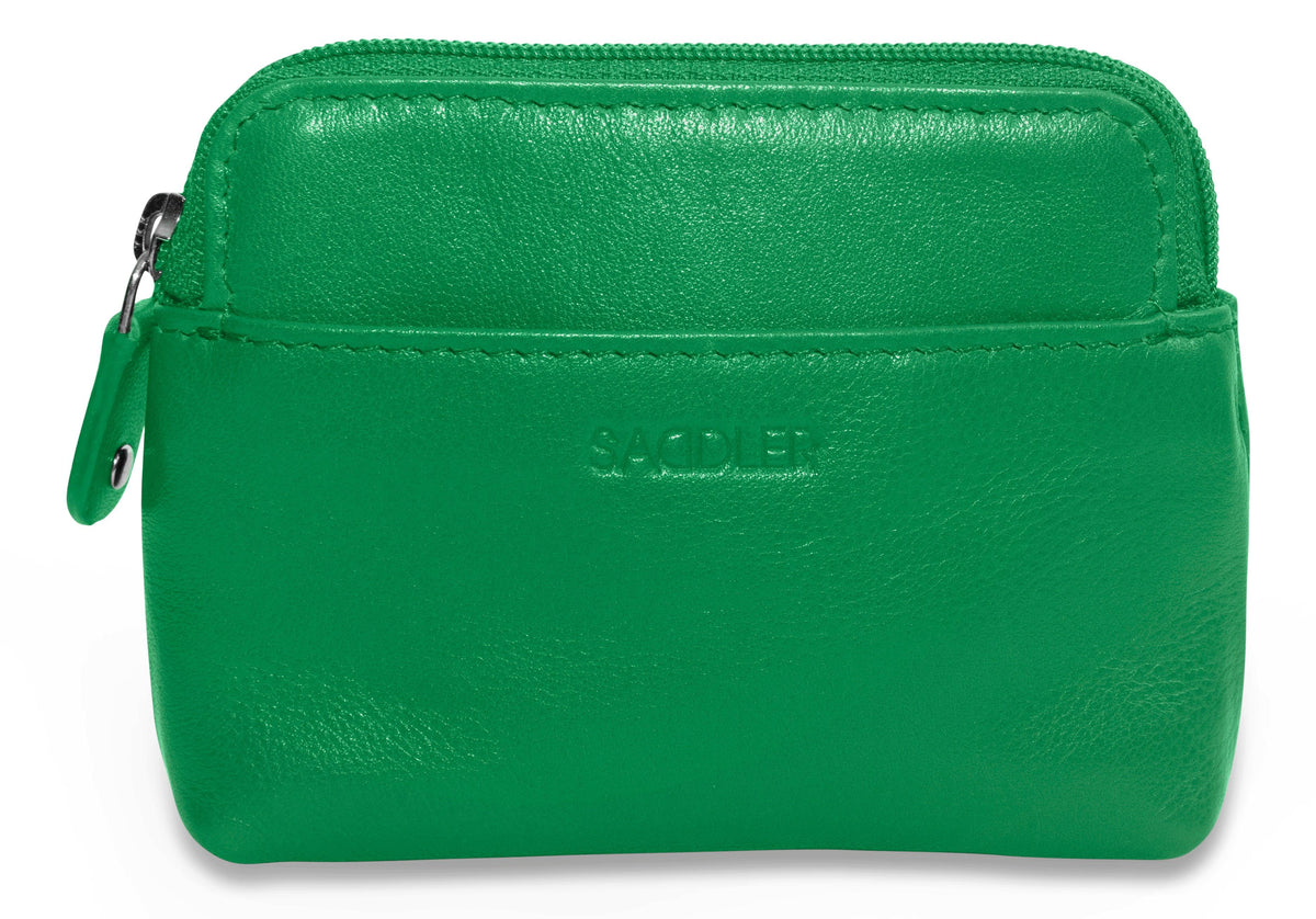 Compact Leather Zip-Top Purse "Pia", Handmade by Saddler | RFID Protected & Gift Boxed | Multi-Functional Card, Coin & Key Holder