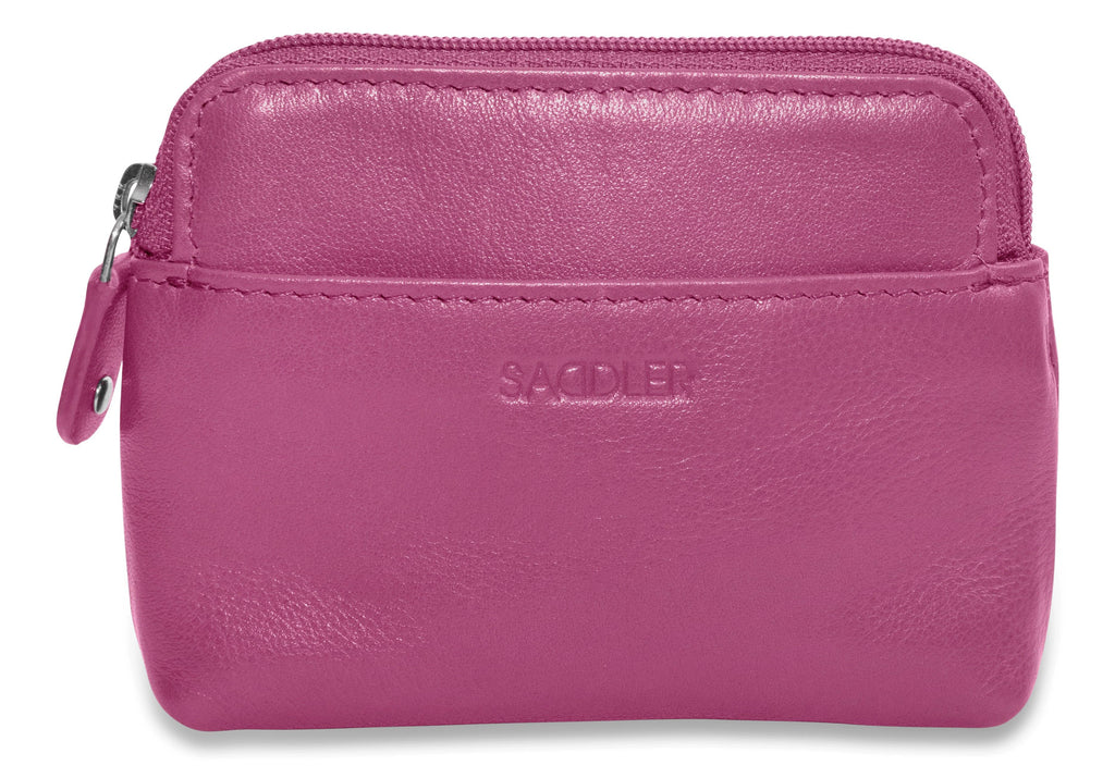 Compact Leather Zip-Top Purse "Pia", Handmade by Saddler | RFID Protected & Gift Boxed | Multi-Functional Card, Coin & Key Holder