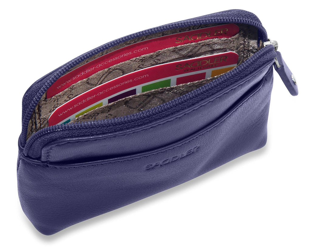 Compact Leather Zip-Top Purse "Pia", Handmade by Saddler | RFID Protected & Gift Boxed | Multi-Functional Card, Coin & Key Holder