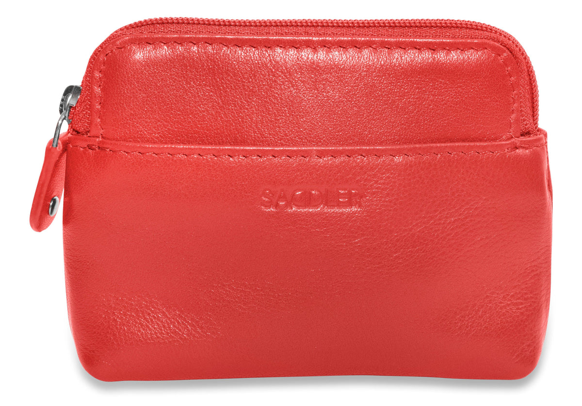 Compact Leather Zip-Top Purse "Pia", Handmade by Saddler | RFID Protected & Gift Boxed | Multi-Functional Card, Coin & Key Holder