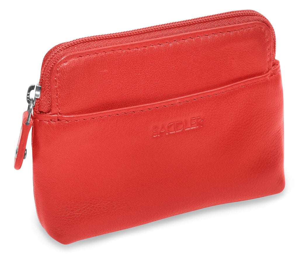 Compact Leather Zip-Top Purse "Pia", Handmade by Saddler | RFID Protected & Gift Boxed | Multi-Functional Card, Coin & Key Holder