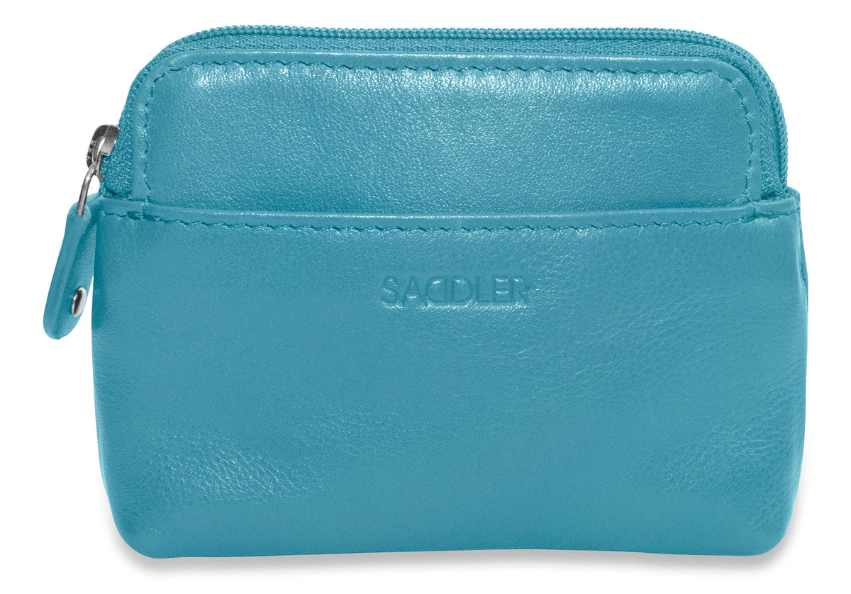 Compact Leather Zip-Top Purse "Pia", Handmade by Saddler | RFID Protected & Gift Boxed | Multi-Functional Card, Coin & Key Holder